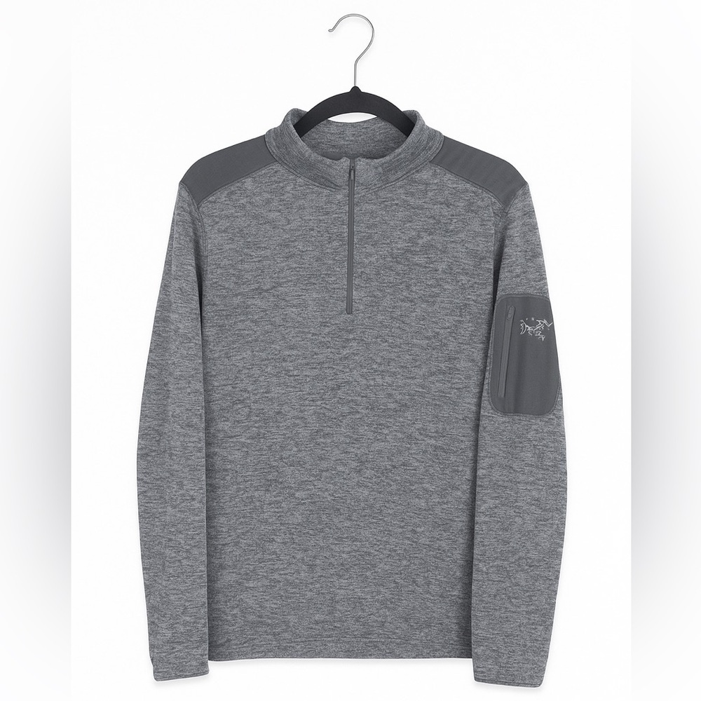 Greg Norman Golf Pullover 1/4 Snap Button Mens Size Medium Logo Gray Athletic